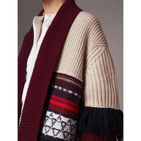 burberry patchwork cardigan coat|Check Label Wool Cardigan in Ivory .